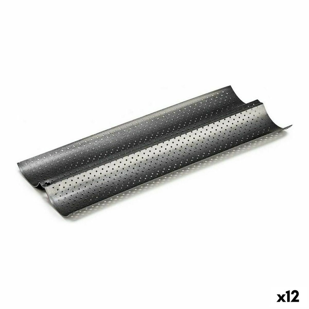 Backform für Baguettes Kinvara CK62863-21 Dunkelgrau Metall Kohlenstoffstahl 16 x 2,5 x 38 cm Brot (12 Stück)