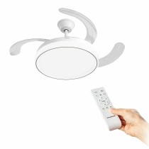 Deckenventilator mit LED-Licht und 4 einklappbaren Flügeln 72 W Weiß Ø49,5-104 cm (Restauriert B)