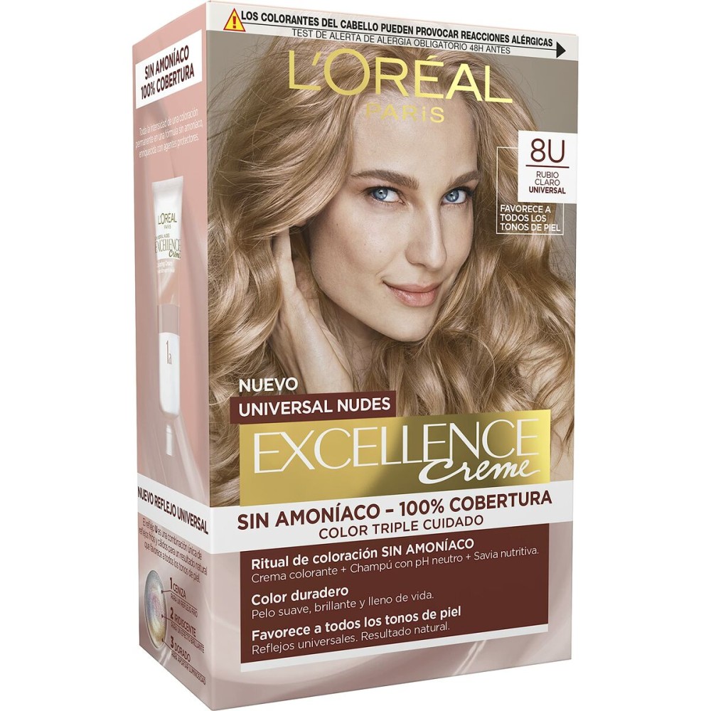 Permanent Dye L'Oréal Paris Excellence Nº 8.0-rubio claro