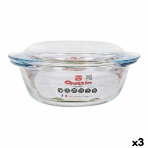 Casserole avec Couvercle Quttin verre 1,6 + 0,5 L (3 Unités)