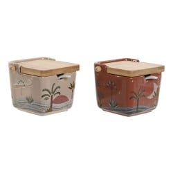 Sucrier Home ESPRIT Beige Rose Terre cuite Lila Bambou Dolomite 7,5 x 7,5 x 7,5 cm (2 Unités)