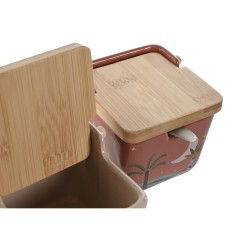 Sugar Bowl Home ESPRIT Beige Pink Terracotta Lilac Bamboo Dolomite 7,5 x 7,5 x 7,5 cm (2 Units)