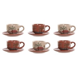 Set aus 6 Teetassen mit Teller Home ESPRIT Gelb Beige Terrakotta Lila Metall Dolomite 180 ml