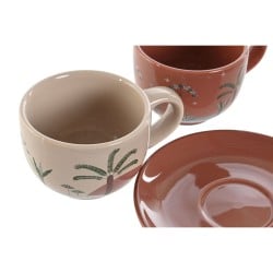 Set aus 6 Teetassen mit Teller Home ESPRIT Gelb Beige Terrakotta Lila Metall Dolomite 180 ml