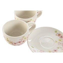 Jeu de 6 tasses avec plat Home ESPRIT Jaune Blanc Rose Lila Métal Dolomite 180 ml