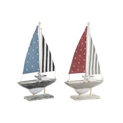 Deko-Figur Home ESPRIT Blau Rot Bunt Segelboot 13,5 x 5 x 25 cm (2 Stück)