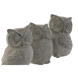 Figurine Décorative Home ESPRIT Gris Hibou Finition vieillie 10 x 9 x 14 cm (3 Unités)