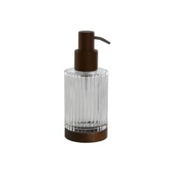 Soap Dispenser Home ESPRIT Brown Transparent Aluminium Crystal Acacia 8 x 7,5 x 18,5 cm