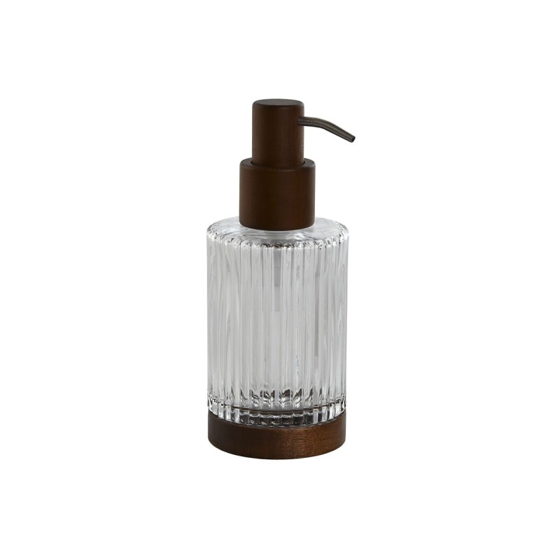 Distributeur de Savon Home ESPRIT Marron Transparent Aluminium Verre Acacia 8 x 7,5 x 18,5 cm