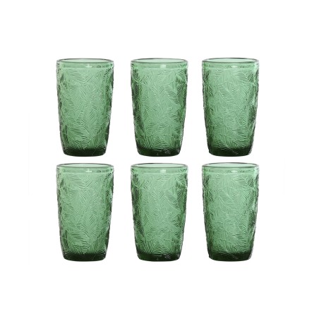 Set de Verres Home ESPRIT Vert Verre Avec relief 370 ml