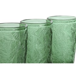 Set de Verres Home ESPRIT Vert Verre Avec relief 370 ml