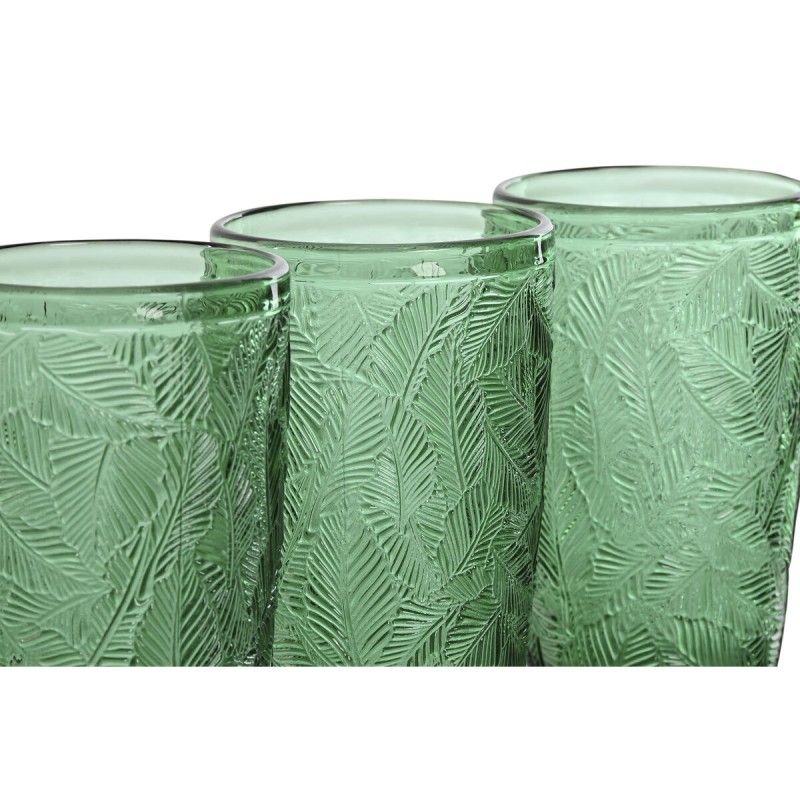 Set of glasses Home ESPRIT Green Crystal With relief 370 ml (6 Units)