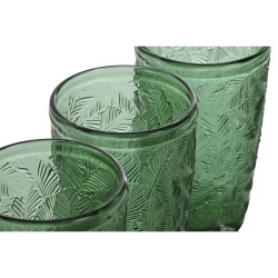 Set of glasses Home ESPRIT Green Crystal With relief 370 ml (6 Units)