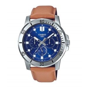 Men's Watch Casio DIVER MULTIFUCTION STEEL, TAN BROWN LEATHER - BLUE Beige (Ø 45 mm)