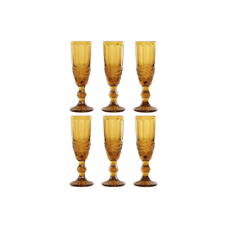 Set of cups Home ESPRIT Amber Crystal 150 ml (6 Units)