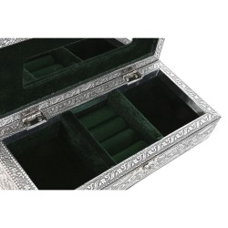 Jewelry box Home ESPRIT Green Silver Wood Aluminium 22,5 x 10 x 6,5 cm