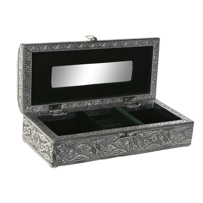 Jewelry box Home ESPRIT Green Silver Wood Aluminium 22,5 x 10 x 6,5 cm