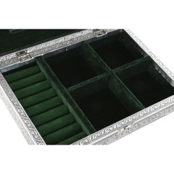 Jewelry box Home ESPRIT Green Silver Wood Aluminium 27,5 x 20 x 5,4 cm