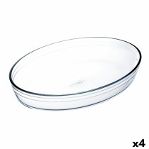 Plat de Four Ô Cuisine Ocuisine Vidrio Transparent verre Ovale 30 x 21 x 7 cm (4 Unités)