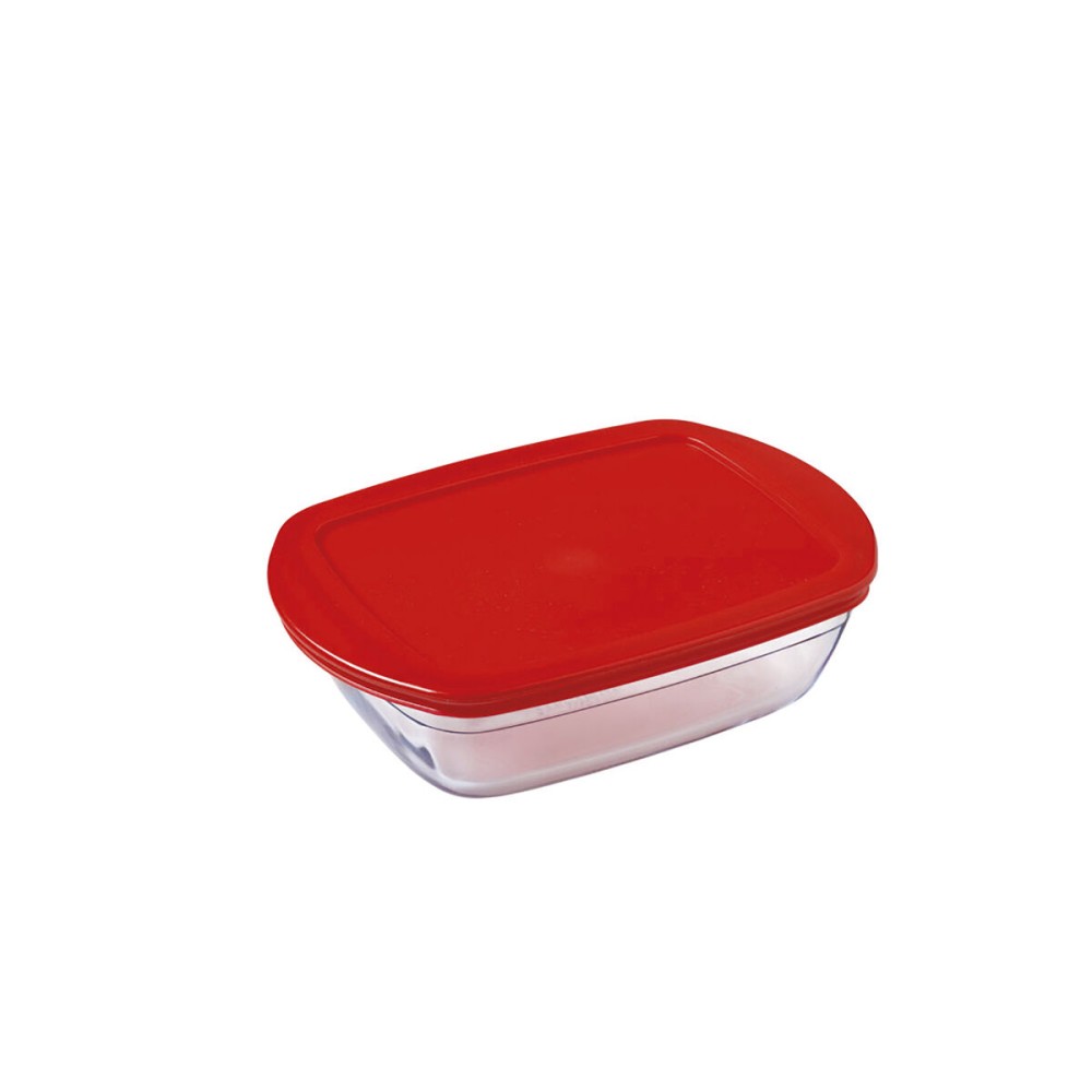 Boîte à repas rectangulaire avec couvercle Ô Cuisine Cook&store Ocu Rouge 400 ml 17 x 10 x 5 cm verre Silicone (6 Unités)