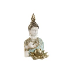 Deko-Figur Home ESPRIT türkis Gold Buddha Orientalisch 12 x 12 x 22 cm