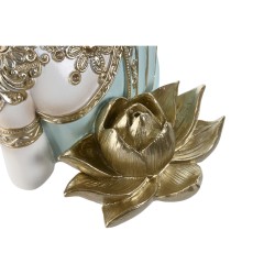 Decorative Figure Home ESPRIT Turquoise Golden Buddha Oriental 12 x 12 x 22 cm