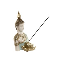 Decorative Figure Home ESPRIT Turquoise Golden Buddha Oriental 12 x 12 x 22 cm