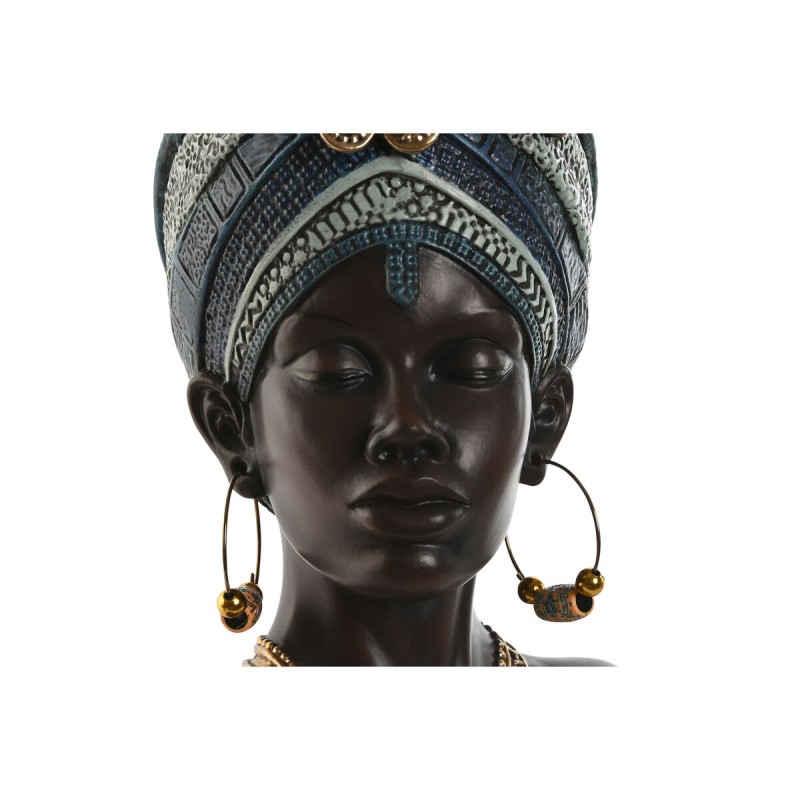 Figurine Décorative Home ESPRIT Bleu Noir Doré Africaine 23 x 17 x 39 cm