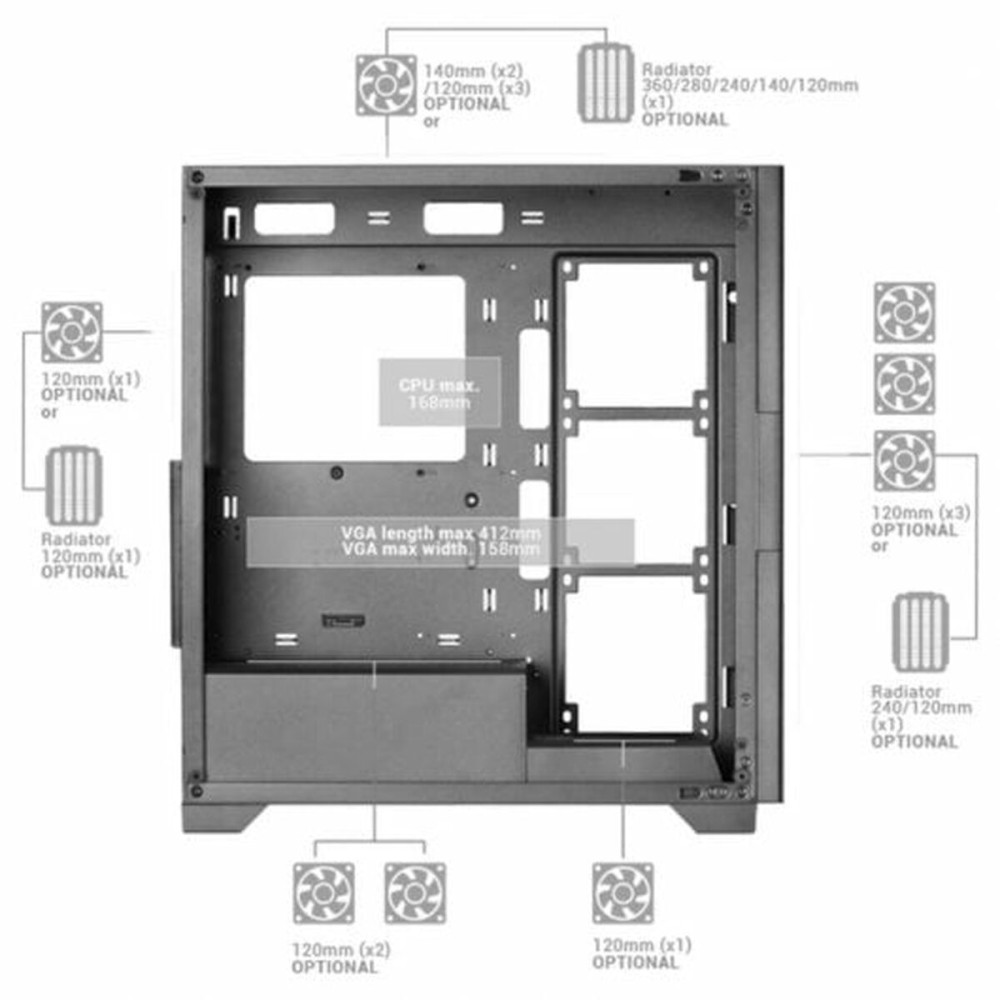 ATX Semi-Tower Gehäuse Mars Gaming MCXPW Weiß