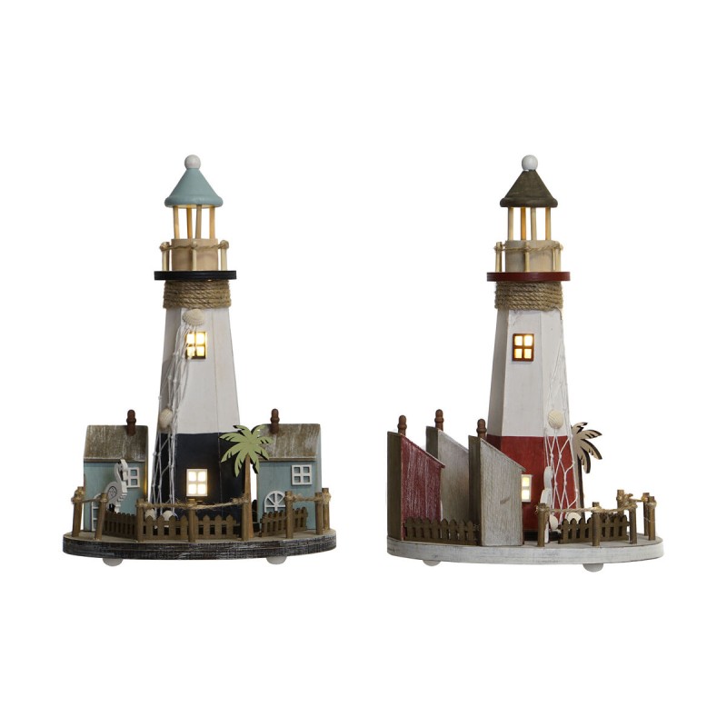 Décoration lumineuse Home ESPRIT Bois Aluminium Phare 20 x 20 x 30,5 cm (2 Unités)