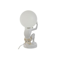 Lampe de bureau Home ESPRIT Blanc Doré Résine Plastique 220 V 14 x 14 x 32 cm