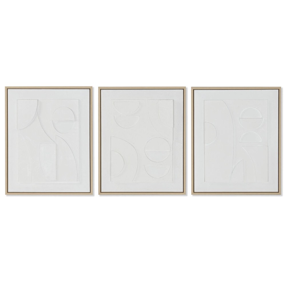 Painting Home ESPRIT White polystyrene Canvas Abstract Scandinavian 40 x 4,8 x 50 cm (3 Units)