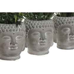 Dekorationspflanze Home ESPRIT Polyäthylen Zement Buddha 10 x 10 x 21 cm (3 Stück)