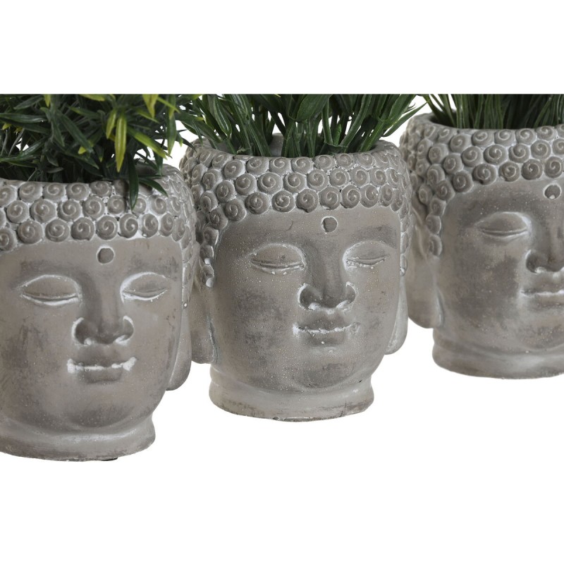 Dekorationspflanze Home ESPRIT Polyäthylen Zement Buddha 10 x 10 x 21 cm (3 Stück)