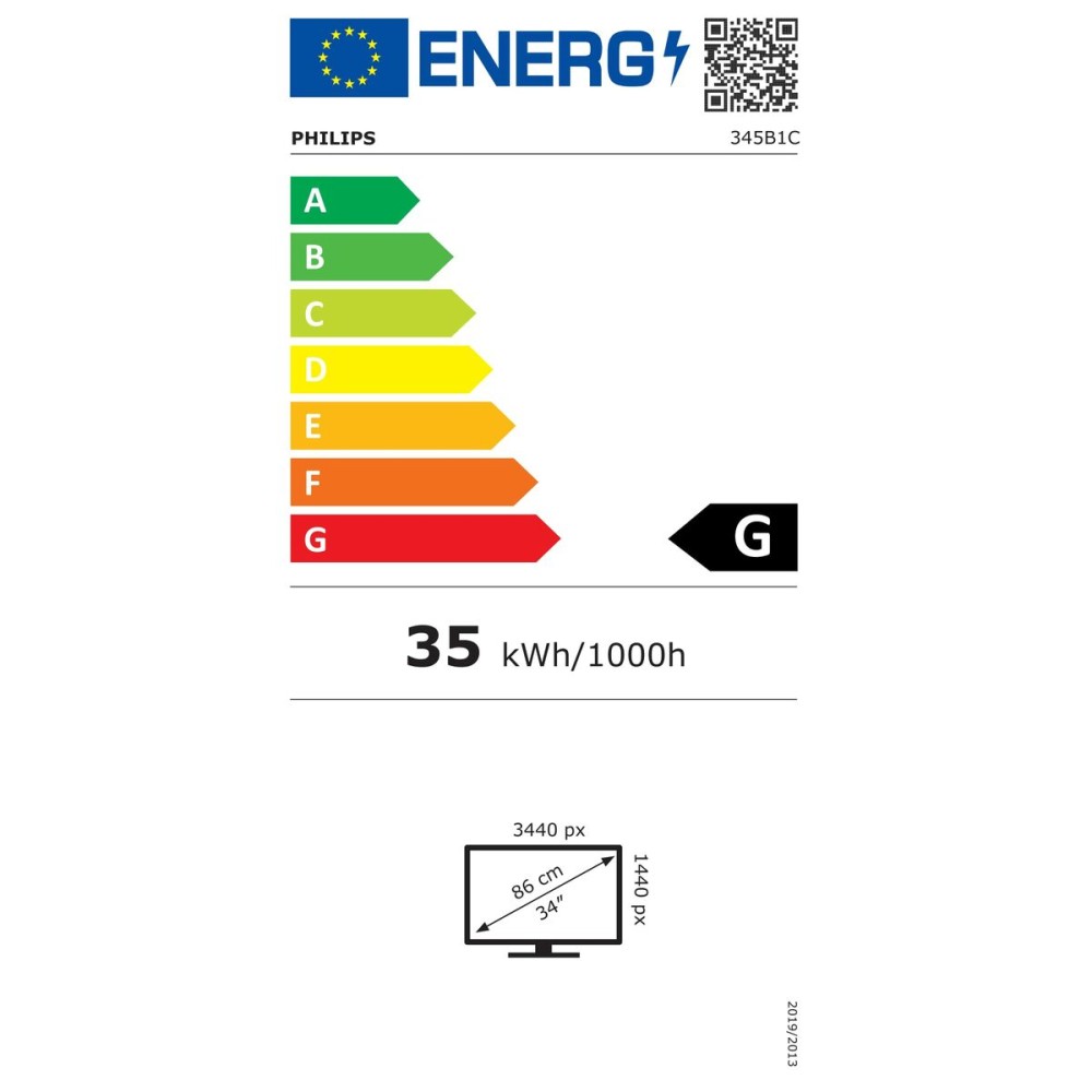 Écran Philips 345B1C/00 34" LED VA LCD Flicker free 50-60  Hz