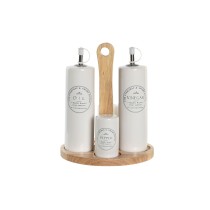 Oil and Vinegar Set DKD Home Decor White Wood Stoneware 18 x 15 x 22 cm