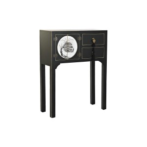 Console DKD Home Decor Blanc Noir Doré Métal Sapin Bois MDF 63 x 28 x 83 cm