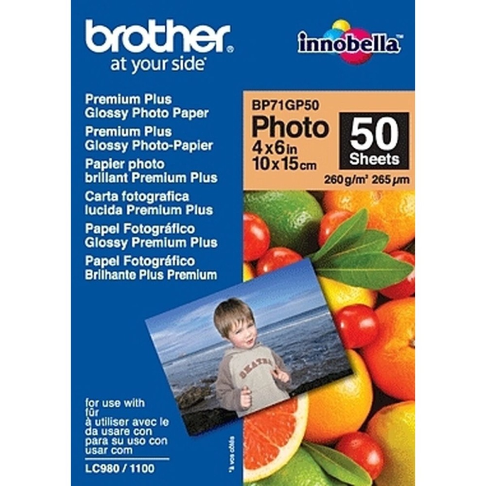 Papier Photo Glacé Brother BP71GP50 10 x 15 cm 50 Volets (50 Unités)