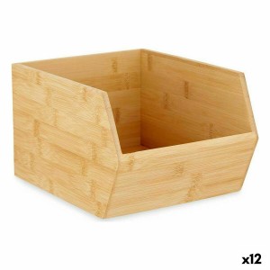 Caisse de Rangement Empilable Marron Bambou 20,1 x 15,1 x 25 cm (12 Unités)