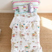 Parure de couette HappyFriday Moshi Moshi Cute Llamas Multicouleur 2 Pièces