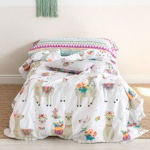 Parure de couette HappyFriday Moshi Moshi Cute Llamas Multicouleur 2 Pièces