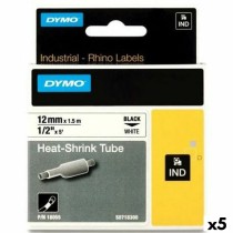 Laminiertes Klebeband zur Kennzeichnung von Maschinen Rhino Dymo ID1-12 Weiß Schwarz 12 x 1,5 mm (5 Stück)