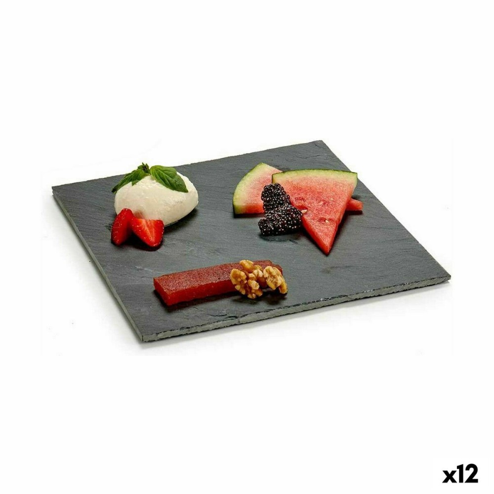 Tablett für Snacks Schwarz Tafel 25 x 0,5 x 25 cm (12 Stück)