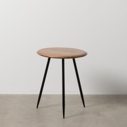 Side table LAGOM Black Natural Iron Rubber wood 40 x 40 x 50 cm