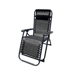 Marbueno Transat Pliante Acier Avec Coussin Jardin et Piscine 90X66X108 cm Gravité Zéro Noire 10006