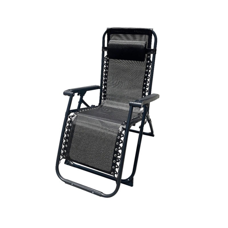 Marbueno Transat Pliante Acier Avec Coussin Jardin et Piscine 90X66X108 cm Gravité Zéro Noire 10006