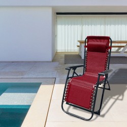 "Marbueno Chaise Longue Pliable Acier Avec Coussin Jardin et Piscine 90X66X108 cm Gravité Zéro Bordeaux 10010"