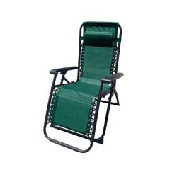 Marbueno Transat Pliant Acier avec Coussin Jardin et Piscine 90X66X108 cm Gravité Zéro Vert 10008