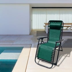 Marbueno Transat Pliant Acier avec Coussin Jardin et Piscine 90X66X108 cm Gravité Zéro Vert 10008