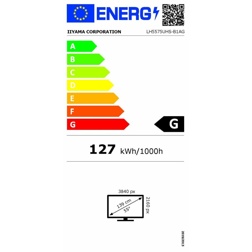 Moniteur Videowall Iiyama LH5575UHS-B1AG 4K Ultra HD 55"